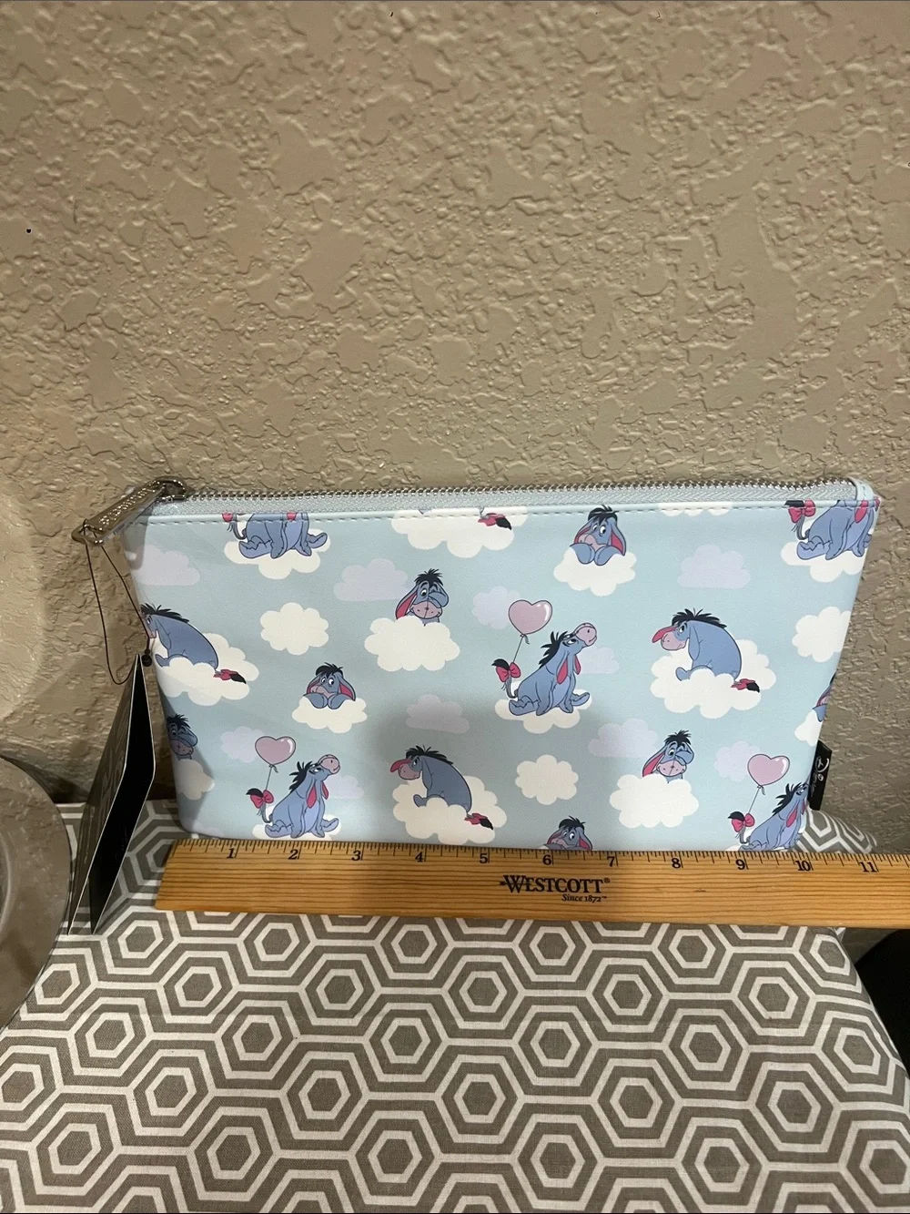 Disney Eeyore Cloud Heart Zip Pouch - Light Blue, Pink